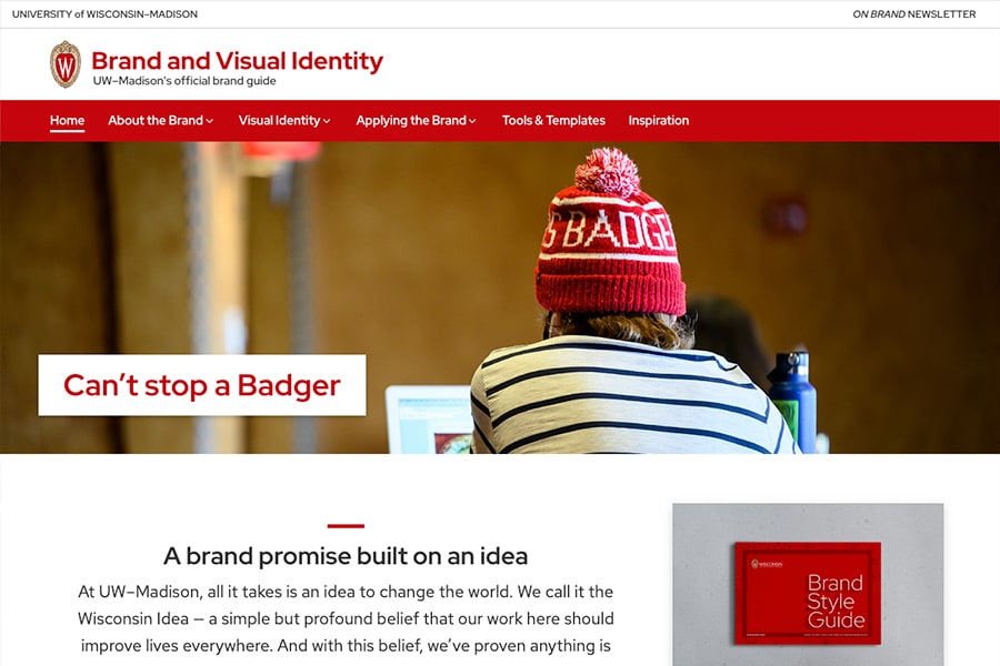 Home page of the Brand and Visual Identity site: UW–Madison's official brand guide.