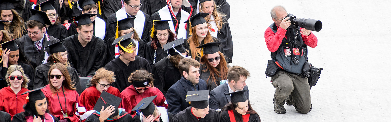 University senior photographer Jeff Miller captures a moment during UW–Madison's spring commencement ceremony.