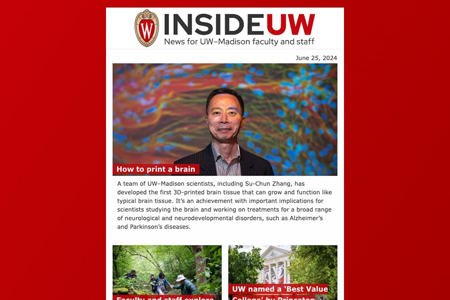 Screenshot of the Inside UW newsletter.