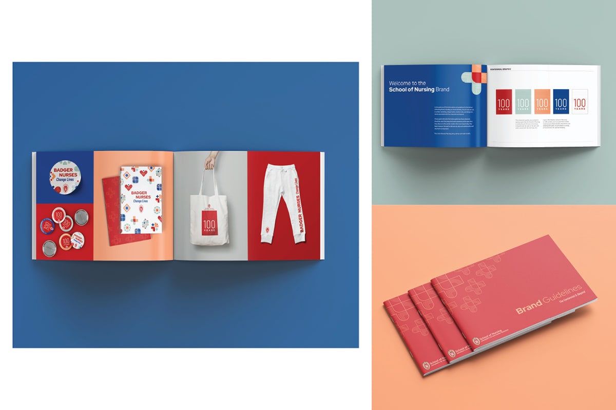 Pages from the School of Nursings’s Brand Guidelines.
