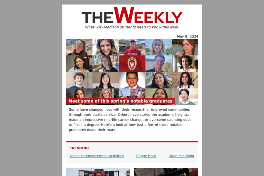 Screenshot of The Weekly newsletter.